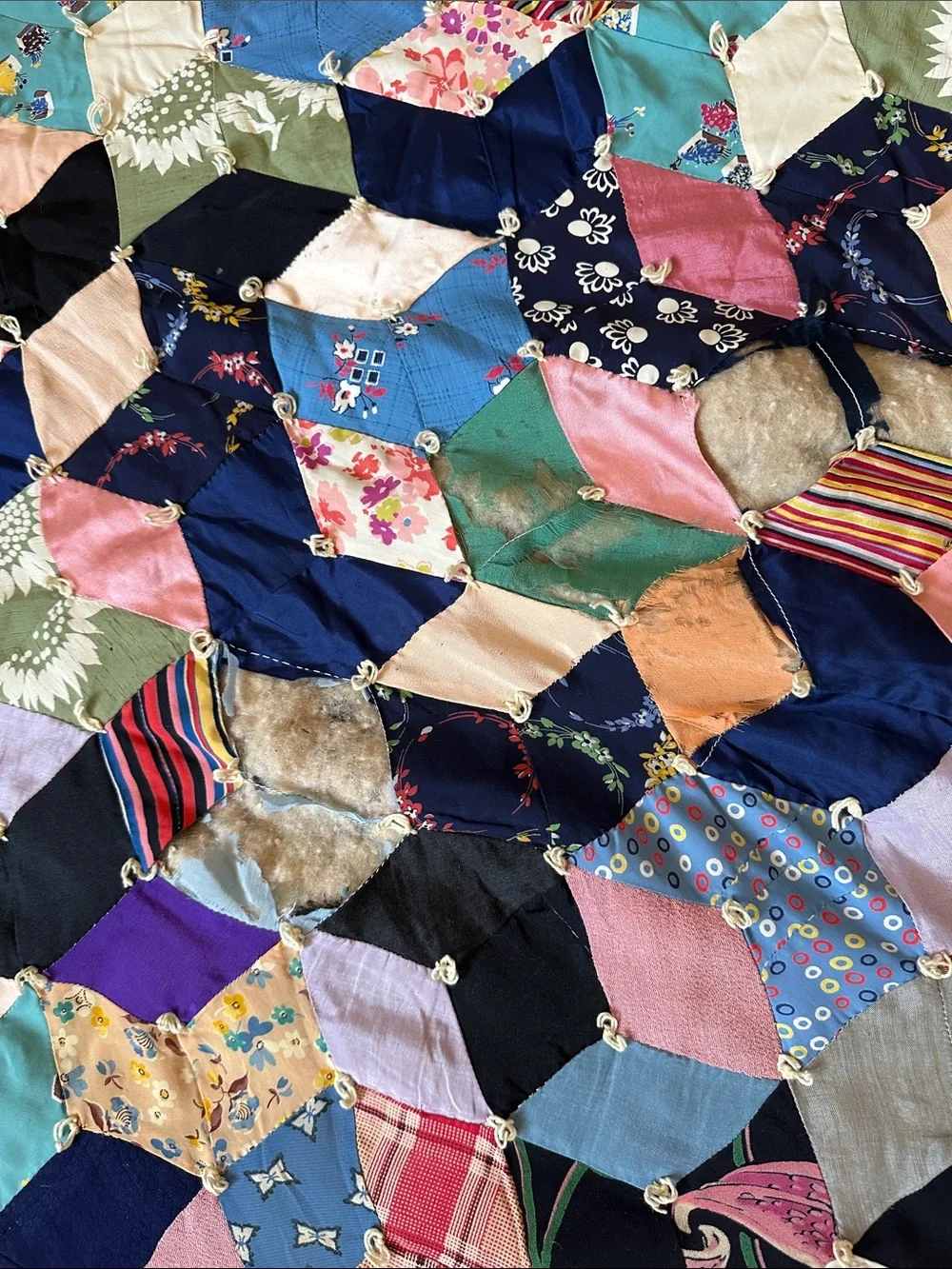 Antique Tumbling Blocks Butterfly Cotton Quilt Romantic Ethereal Beauty